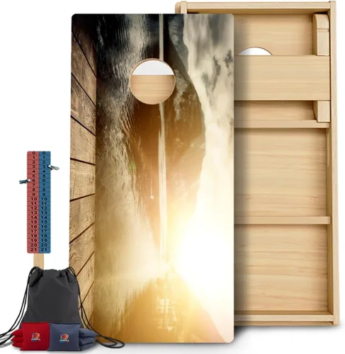 Vista 10 de CornholeGamesUSA Pro - Juego de tablas de Cornhole Fabricado en Estados Unidos Abedul báltico 3/4 Sin rebote Patas triples gruesas Dos 132