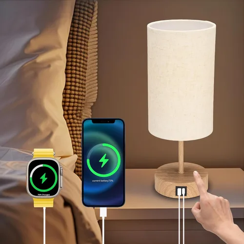 Vista 12 de Lámpara de mesa pequeña para dormitorio, lámparas de noche para mesitas de noche, lámpara de luz minimalista para mesita de noche, lámparas