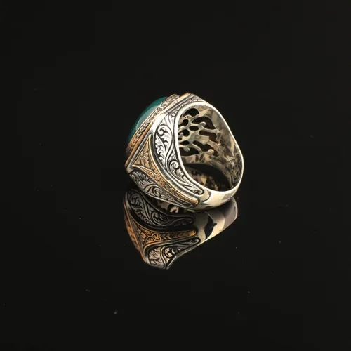 Vista 5 de Anillo de jade de plata de ley 925K, anillo de jade para hombres, anillo único para hombres, anillo de piedra natural, anillo de piedra de jade