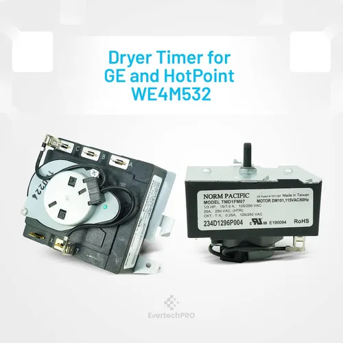 Vista 3 de Temporizador OEM WE4M532 para secador GE WE04X25280 WE4M362 WE04M0532, 234D2377P005, 234D1296P004, TMD1FM07