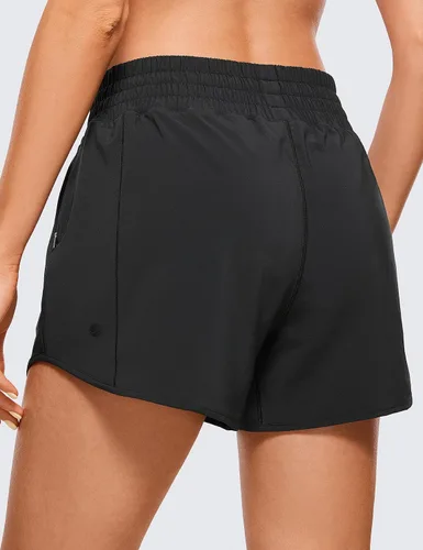 Vista 2 de CRZ YOGA Pantalones cortos para correr de cintura alta para mujer de 4 pulgadas, forro de malla, ligeros, para gimnasio, deportes, entrenamiento