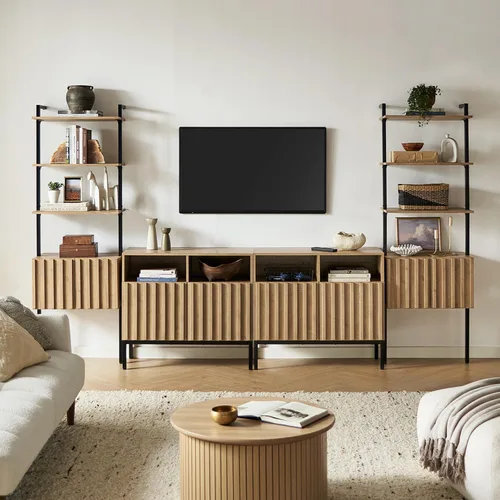 Vista 13 de mopio Blake Centro de entretenimiento de 4 piezas con almacenamiento, cómoda gabinete de almacenamiento modular de granja moderna soporte para TV