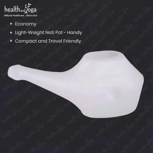 Vista 4 de SoulGenie HealthAndYoga QwikFlo Kit de enjuague sinusal ligero Neti Pot - Olla Neti compacta para niños y adultos - Olla de lavado de nariz apta