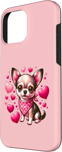 Vista 2 de iPhone 16 Pro Max Chihuahua Valentine Hearts Dog Case