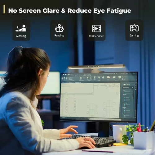Vista 6 de Barra de luz para monitor, lámpara de monitor de computadora, atenuación continua de memoria, barra de luz de pantalla de control táctil, 5