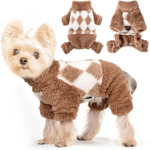 Vista 12 de Suéteres para perros pequeños para invierno, pijamas de perro de tamaño pequeño para niños y niñas, ropa de forro polar para mascotas, atuendo