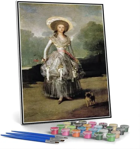 Vista 10 de Kits de pintura por números para adultos y niños maría Luisa de Parma usando alforjas Pintura por Francisco Goya DIY Pintura al óleo por números