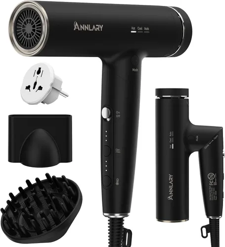 Vista 9 de ANNLARY Secador de pelo de iones de plasma con difusor para cabello rizado, secador profesional de alta velocidad de 110000 RPM con iones de plasma