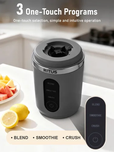 Vista 6 de RITUS VORTEX Pro - Licuadora portátil con recipiente extraíble para licuadoras de hielo, 3 programas, sin BPA, de 20 onzas, anillo magnético, apto