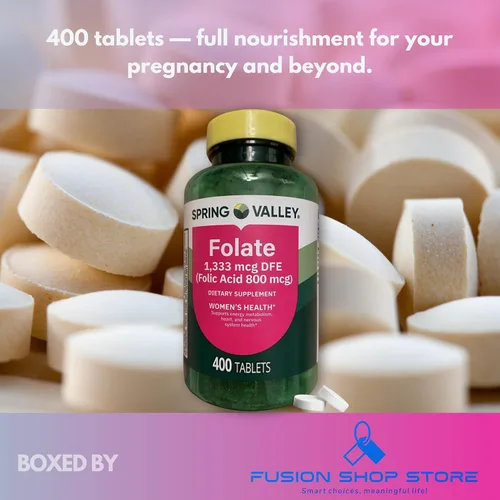 Vista 2 de Vitaminas prenatales - ácido folato metilo 1,333 mcg Prenatal 400 comprimidos (paquete de 1), en caja por Fusion Shop Store