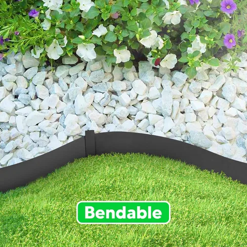 Vista 5 de TMEE Borde de jardín con bordes de jardín, tiras de 46 pulgadas, martillo de 8 pulgadas de profundidad en bordes de metal para paisajismo con clips