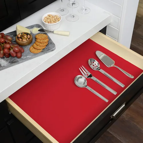 Vista 4 de Con-Tact Brand Creative Covering, forro autoadhesivo para estantes, rollo de vinilo multiusos, fácil de usar y aplicar, 18'' x 9', rojo bombero Rojo