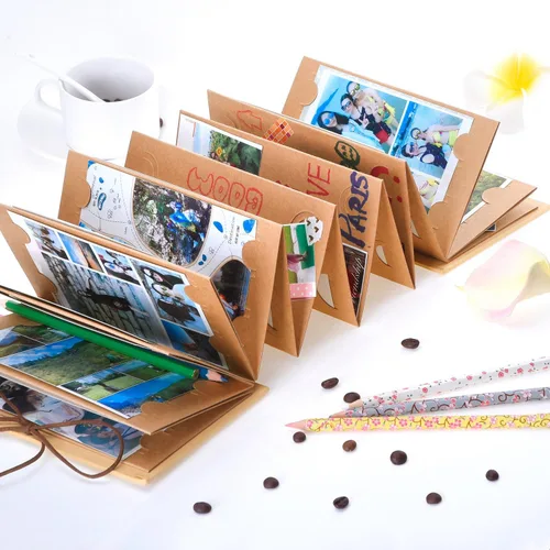 Vista 7 de Mudder Álbumes de recortes de tapa dura para fotos de 4 x 6 pulgadas, papel kraft hecho a mano para álbumes de recortes DIY, aniversario, cuaderno