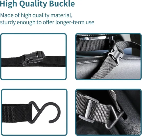 Vista 4 de Petsfit Barrera de coche para perro, barrera para mascotas, malla para asiento trasero de perro con cuerda de ajuste y gancho, adecuada