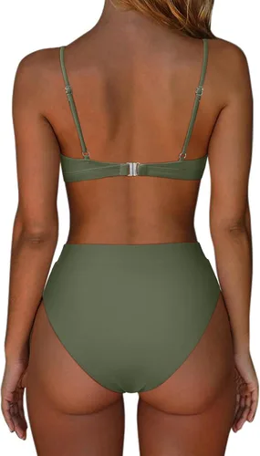 Vista 2 de SUUKSESS - Conjunto de bikini de dos piezas para mujer, con cintura alta y corte sexy, estilo triángulo