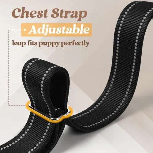 Vista 7 de rabbitgoo Arnés para perro sin tirones, ajuste rápido para perros de tamaño mediano con mango acolchado suave, chaleco reflectante ajustable