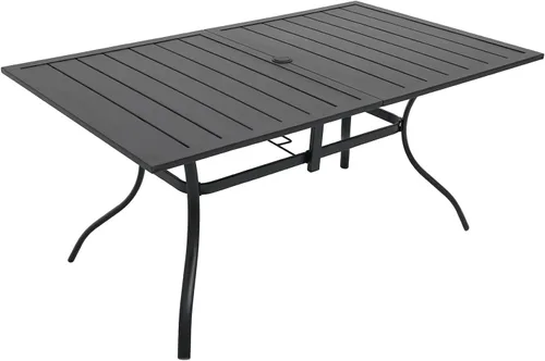 Vista 15 de Anmutig Mesa de patio pequeña cuadrada de 27.5 pulgadas con resistente a la intemperie para comedor al aire libre, color negro