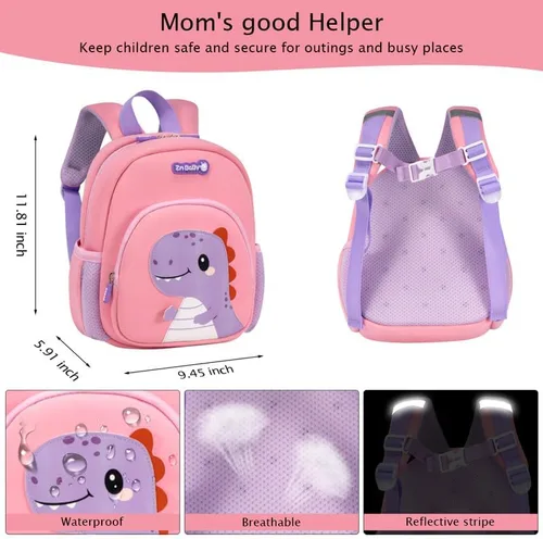 Vista 4 de Padgene Mochilas Anti Pérdida para Niños Pequeños Mochilas de Preescolar Impermeables Mochila Escolar de Animales 3D Dibujos Animados Correa