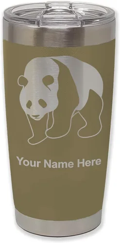 Vista 19 de LaserGram Vaso aislado al vacío de 20 onzas, oso panda, grabado personalizado incluido (negro)