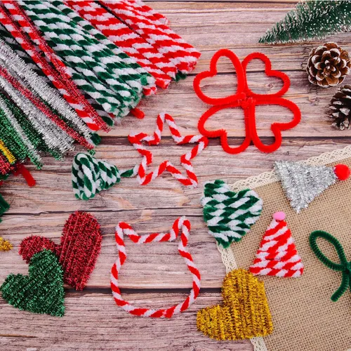 Vista 5 de Hapeper 400 Piezas de Limpiadores de Tubo de Navidad Tallos de Chenilla para Proyectos de Artes y Manualidades DIY (Colores Navideños 2)