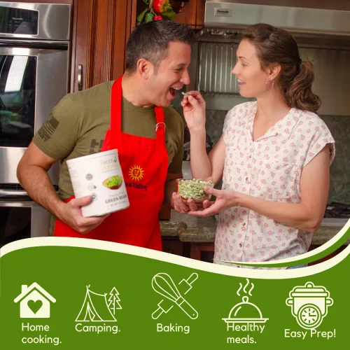 Vista 3 de Ready Harvest Alimentos liofilizados - Judías verdes Alimentos de emergencia Vegetales para acampar Lata #10 Vida útil de 25 años Latas