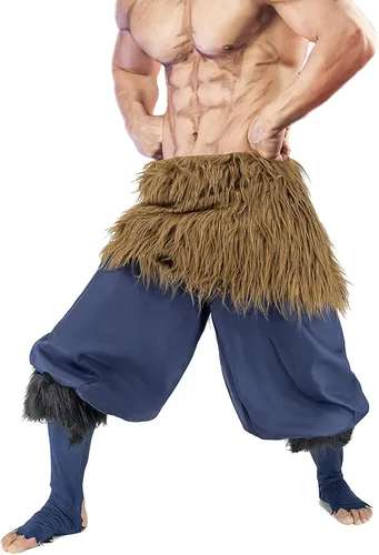 Vista 6 de Anime Demon Slayer-Hashibira Inosuke Cosplay Prop Máscara de Halloween Capucha Pantalones Delantal Falda de Felpa Adulto Talla libre
