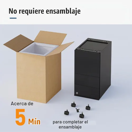 Vista 5 de DEVAISE 3 Drawer File Cabinet with Lock, Fully Assembled Except Casters Negro