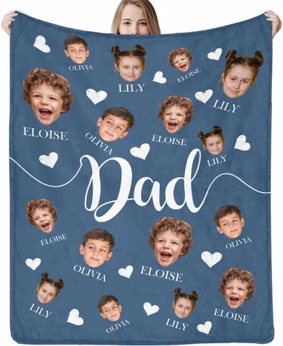 Vista 21 de D-Story Mantas faciales personalizadas, regalo personalizado con fotos para papá, día del padre