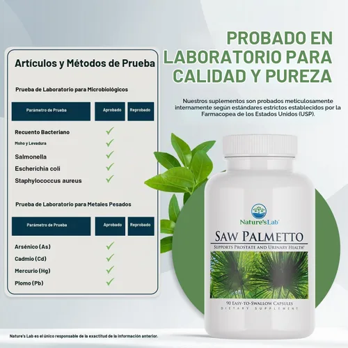 Vista 4 de Nature's Lab Saw Palmetto 450mg - 90 Cápsulas