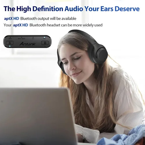 Vista 4 de Antank Transmisor de audio Bluetooth (USB tipo C) compatible con aptX-HD aptX AAC de baja latencia compatible con Nintendo Switch/Lite/OLED