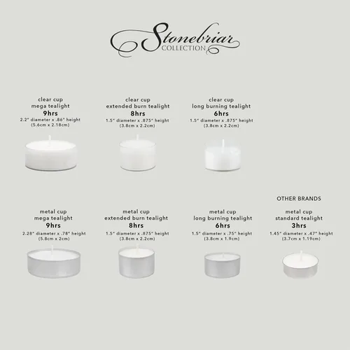 Vista 8 de Stonebriar - Juego de 48 velas de té multicolor sin perfume con tiempo de combustión de 6 a 7 horas