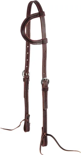 Vista 2 de Weaver Leather Latigo - Cabezada plana de piel deslizante, color borgoña, talla única