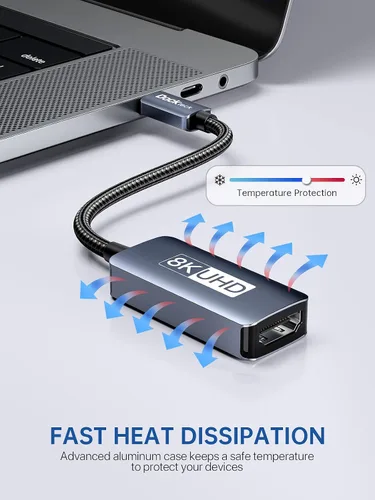 Vista 5 de Adaptador USB C a HDMI 8K 60Hz, convertidor compatible con Thunderbolt 3/4 Convertidor tipo C a HDMI 4K a 120Hz compatible con MacBook Pro