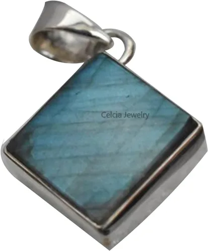Vista 24 de Colgante de plata de ley 925 maciza para hombres y mujeres, auténtico ónix negro plano, cuadrado, colgante único hecho a mano para ella y él