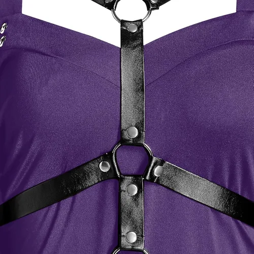 Vista 5 de Wkishenl Vestido gótico con mangas de mariposa para mujer, vestido punk transparente de malla, con tirantes delgados, vestido steampunk de Halloween