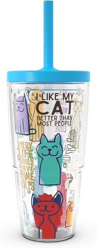 Vista 12 de Taza de viaje Tervis con frases de gatos hecha en Estados Unidos de doble pared aislada mantiene las bebidas frías y calientes, 16 onzas, Clásico