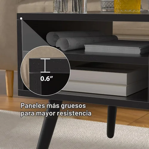 Vista 6 de Mesa de centro moderna con tapa elevadora con almacenamiento oculto para sala de estar, mesa de piso con elevador, mesa central de madera
