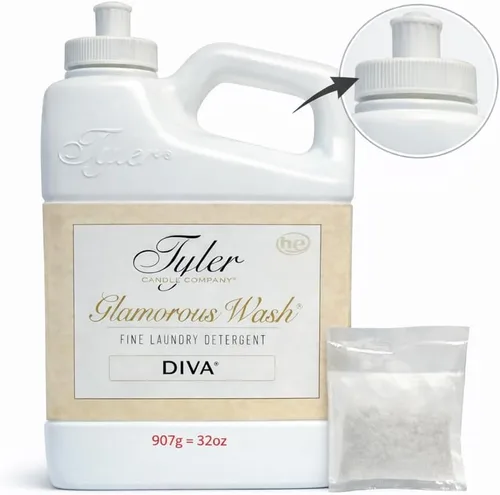 Vista 4 de Tyler Candle Wash Diva - Detergente para ropa de 32 onzas líquidas con bolsa para secadora, tapa a prueba de derrames