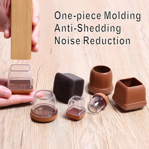 Vista 5 de Protectores cuadrados pequeños de silicona para patas de silla con fieltro envuelto, tapas negras para patas de muebles, antiarañazos antiruido, 16