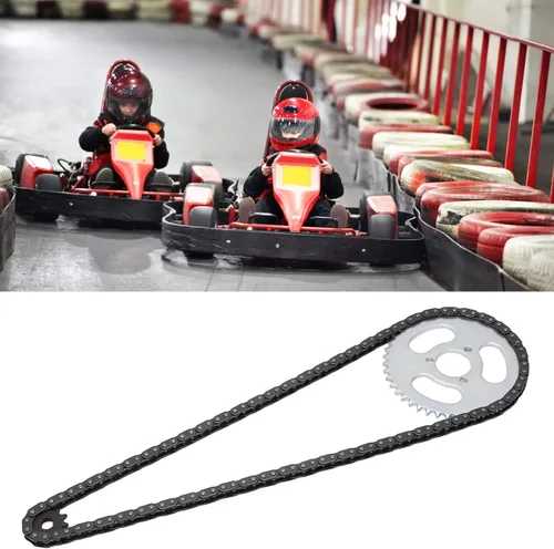 Vista 8 de RiToEasysports T8F - Cadena de piñón delantero y trasero, juego de piñones de cadena de motor de acero para karts modificados, cuatrimotos y mini