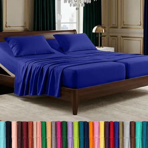 Vista 75 de Elegant Comfort Lujoso juego de sábanas de microfibra de alta calidad 1500 hoteleras bordadas de tres líneas más suaves de 4 piezas, resistente a