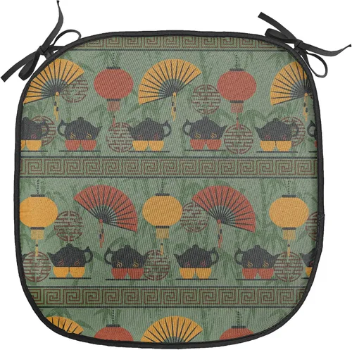 Vista 40 de Ambesonne Flamingo - Cojín de asiento para silla, diseño de fantasía exótica con elementos de vida silvestre hawaiana en colores pastel, acolchado