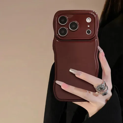 Vista 24 de FABSPARK - Funda para iPhone 11, diseño simple, marco ondulado, estética, silicona suave, color beige