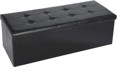 Vista 9 de ZenStyle Banco otomano de almacenamiento de 30 pulgadas, reposapiés plegable, banco largo de almacenamiento para zapatos con asiento acolchado
