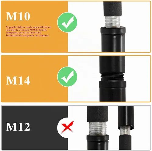 Vista 3 de KCO Lighting M14 - Varilla de extensión roscada de 7.89 pulgadas y 11.8 pulgadas, varillas de extensión negras, accesorios de iluminación, varillas