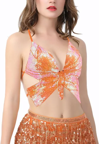 Vista 3 de Mocure - Blusa de tirantes con lentejuelas brillantes para mujer