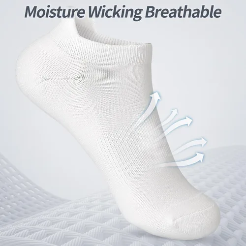 Vista 4 de FGZ Calcetines invisibles para mujeres y hombres, calcetines bajos con lengüeta en el talón, atléticos, correr, antideslizantes, 5 pares