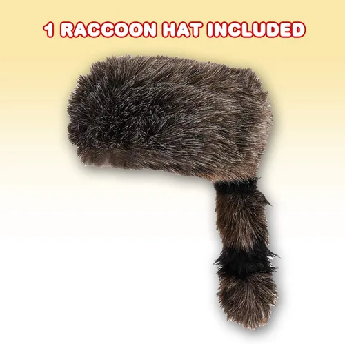 Vista 2 de ArtCreativity Sombrero de mapache de piel sintética para niños y adultos, gorra de piel de animal con cola de piel sintética, accesorio de disfraz