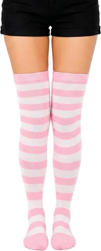 Vista 19 de Calcetines altos para mujer, calcetines altos a rayas hasta el muslo Bandera estadounidense