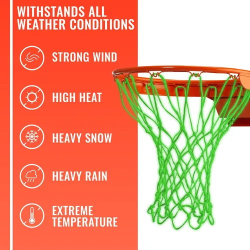 Vista 3 de Ultra Sporting Goods Red de baloncesto resistente de repuesto – Anti látigo para todo tipo de clima, se adapta a llantas estándar para interiores